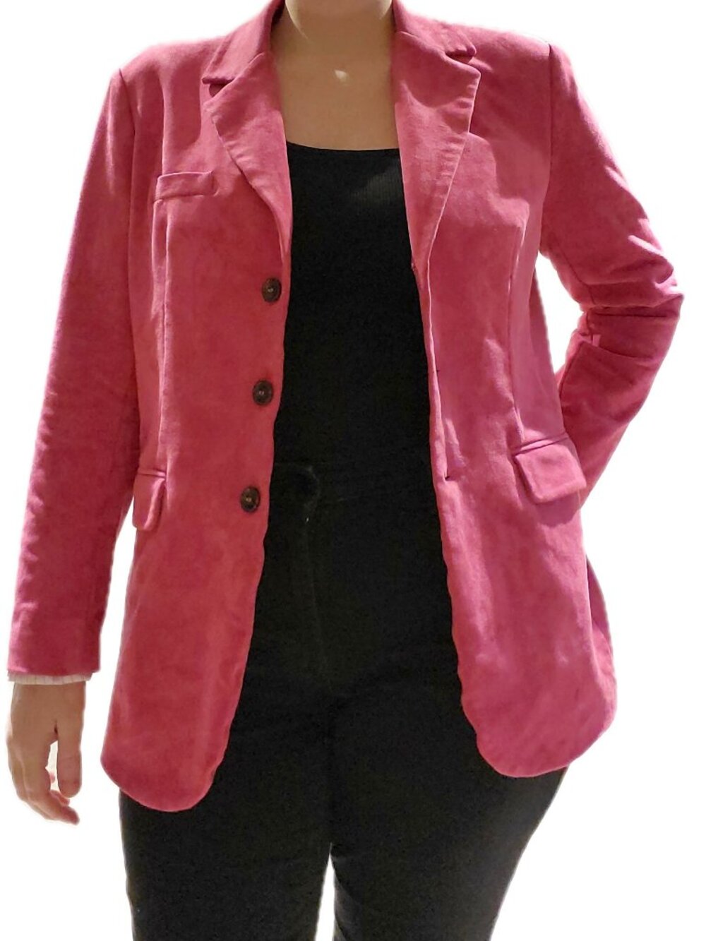 Dolan Pink Faux Suede Boyfriend Blazer Small
